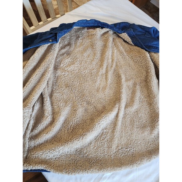 Wrangler 2XL Men's 90's Vintage Soft Denim Sherpa Lined Button Up Shirt Jacket - Picture 7 of 11